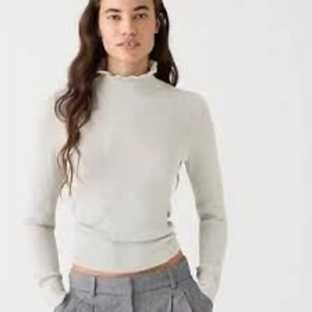 J. Crew Sparkly Silver Metallic Wool Top Size Small